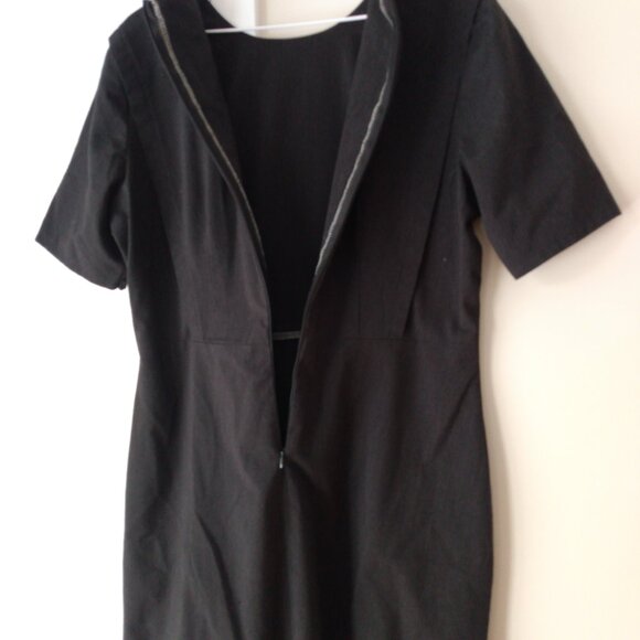 Striped Amish Mennonite Cape Dress 41"B 34"W Modest Black White Thin Pinstripe - Picture 13 of 14